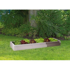 Juwel Timber Hochbeet-System, 3er-Set, Nordic Wood, bepflanzt mit Salat im Garten.