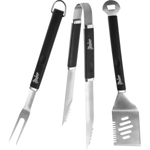 Steuber Grillbesteck-Set, 3-teilig, mit Soft-Touch-Griff: Grillgabel, Wender und Zange.