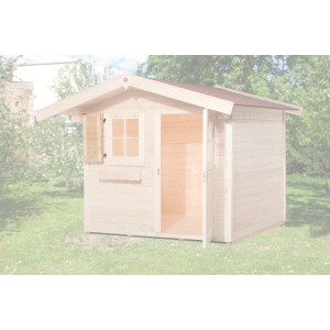 Weka Gartenhaus mit Fenster und einseitigen Fensterläden (69x79 cm) aus naturbelassenem Holz.