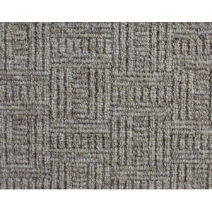 Detailansicht des sandfarbenen Teppichbodens Patras mit geometrischem Muster.