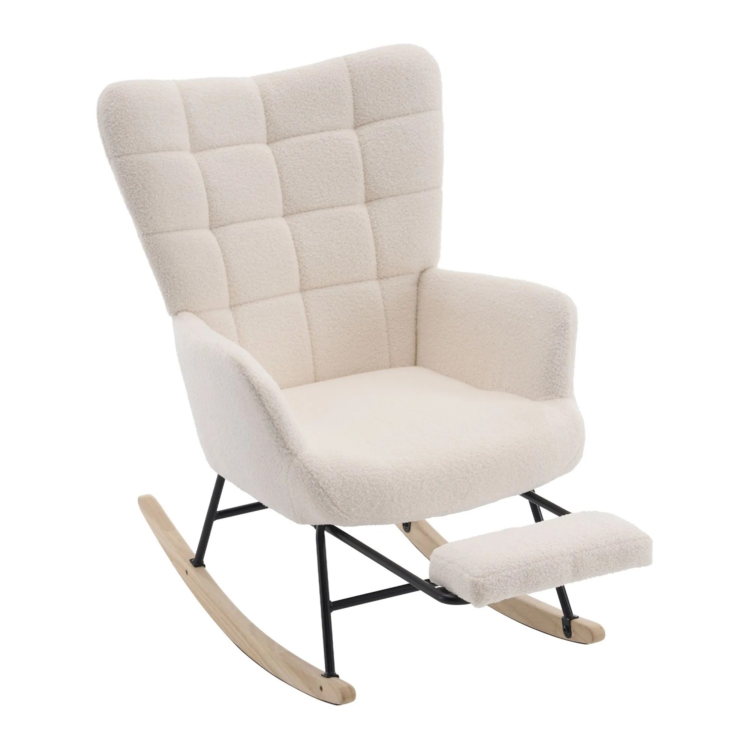 okwish Schaukelstuhl mit Fußstütze Armlehnen Relaxsessel Wohnzimmer 68x88x91cm Beige