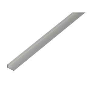 Silbernes Abschlussprofil aus Aluminium, L-Form, 8x19x1000 mm, für saubere Kanten.