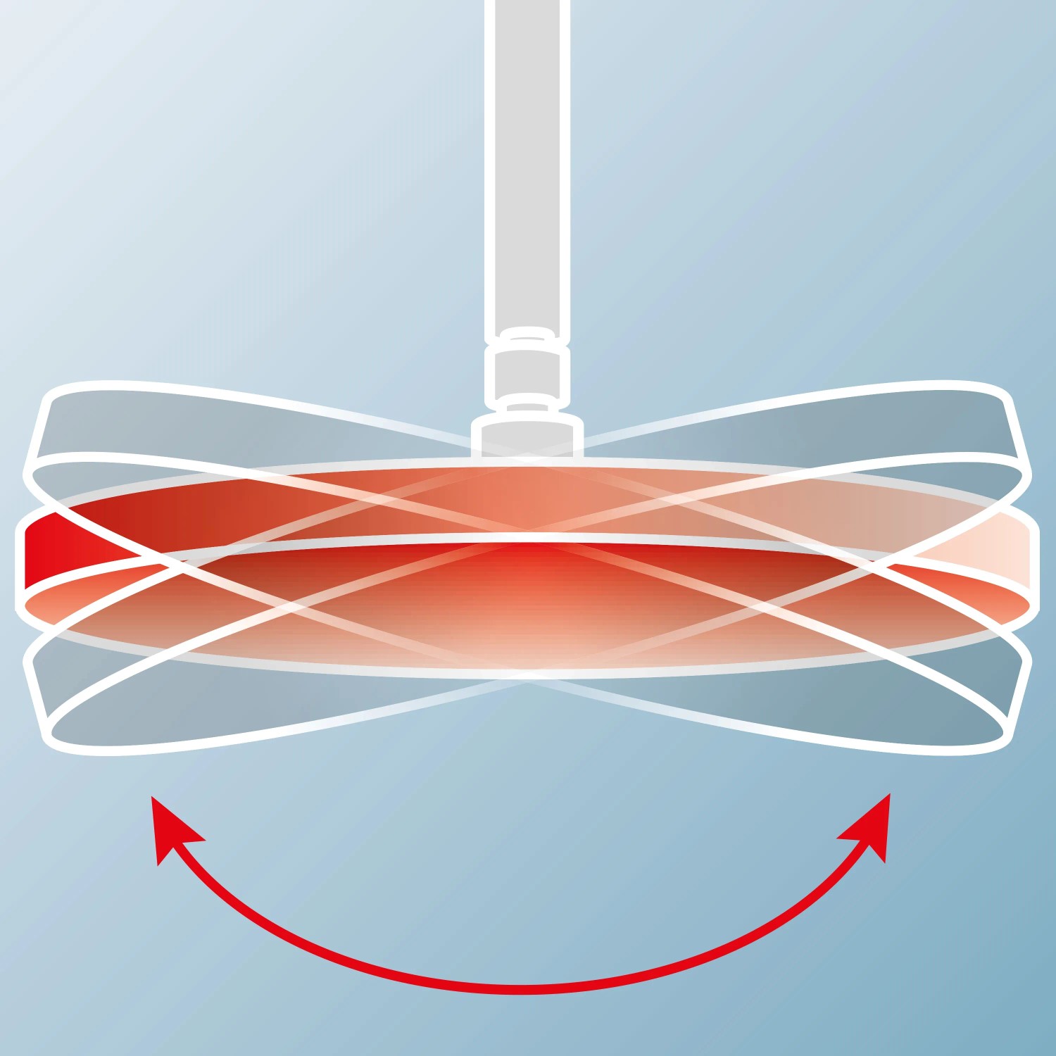 Illustration: Schulte ExpressPlus Duschsystem Rain III, Tellerkopfbrause mit Bewegungsradius.