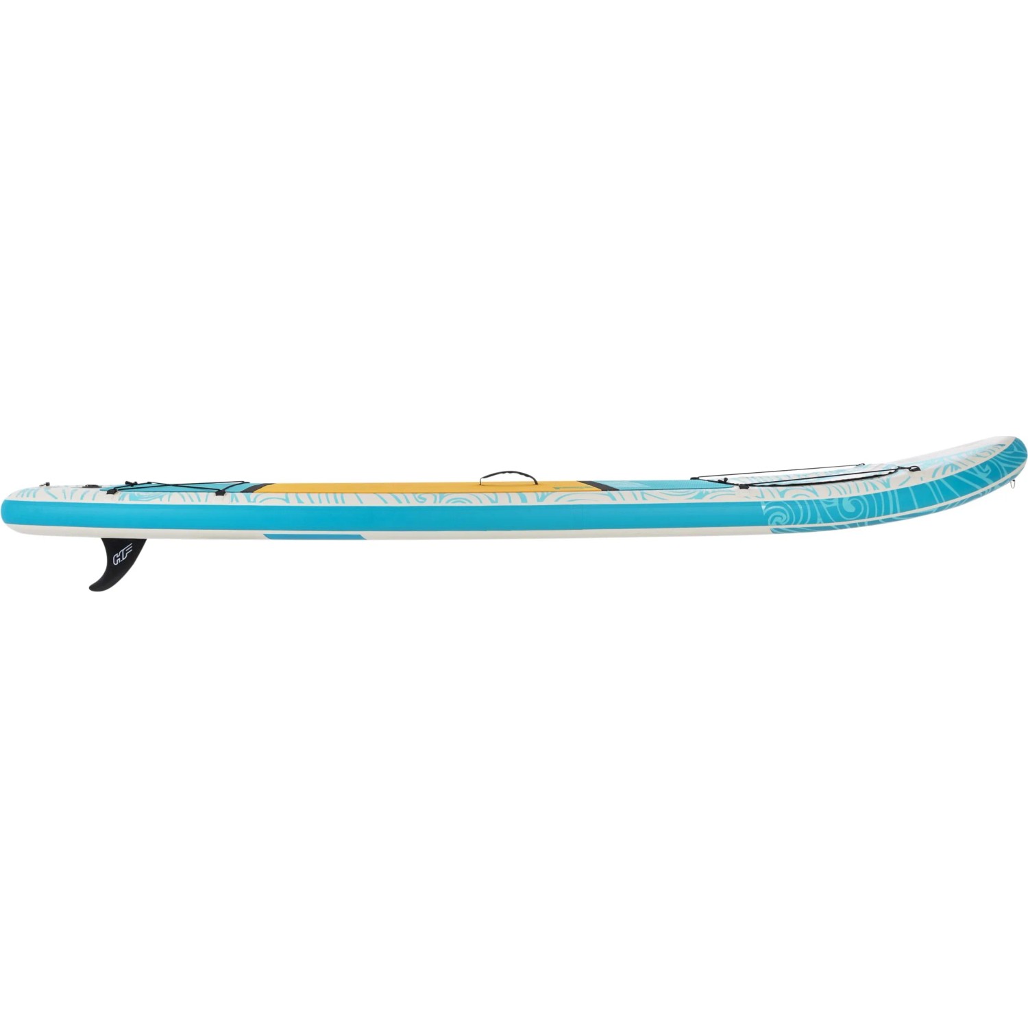 Bestway Stand-up-Board Hydro-Force Panorama, türkis-orange-weiß, mit Finne und Tragegriff.