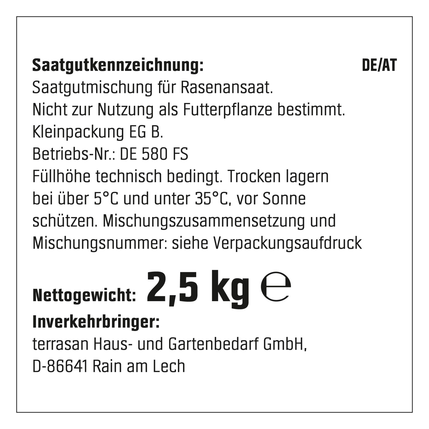 Verpackung OBI Strapazier-Rasen 2,5 kg. Saatgutmischung für robusten, strapazierfähigen Rasen.