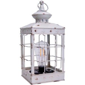 Antik-weiße LED Solar Laterne (31,5 cm) mit Aufhängung für den Garten oder Balkon.