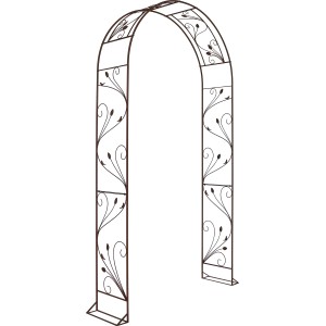 Rosenbogen aus Metall im Blatt- und Rosendesign 116 cm x 36 cm x 230 cm Rost