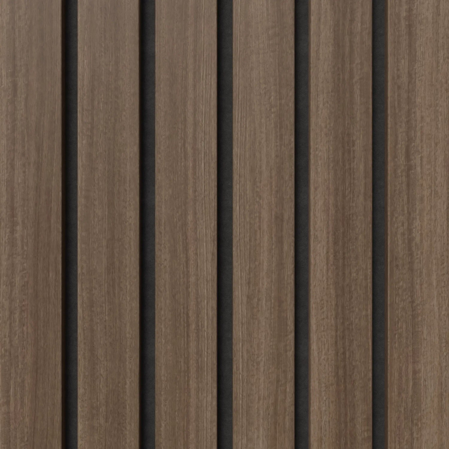 Denpanels Akustikpaneel in Walnussoptik, foliert, für Schallabsorption und modernes Design.