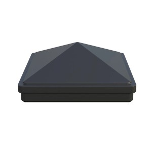 Anthrazitfarbene GroJa Premium Pfostenkappe 9x9 cm aus Zinkdruckguss, Pyramidenform, für Zaunbau.