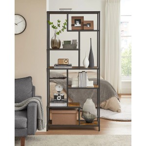 Vasagle Bücherregal mit 6 Ablagen in Schwarz-Braun, ideal zur Aufbewahrung und Dekoration.