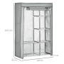 HOMCOM faltbarer Kleiderschrank, grau, mit offener Front, Kleiderstange und 6 Fächern. Maße 103x43x162,5cm.
