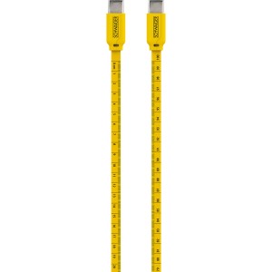 Gelbes USB-C auf USB-C Kabel (1,2 m) von Schwaiger mit aufgedrucktem 1-Meter-Maßband.