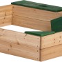 Axi Sandkasten Amy aus FSC®-Holz mit Stauraum und grünen Deckeln, 115x115 cm.
