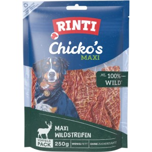 Rinti Chicko Maxi Wildstreifen, 250g Packung Hunde-Natursnack mit 100% Wild, getrocknet.