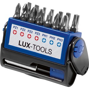 LUX Bit-Set, 15-teilig in Kunststoffbox, verschiedene Bits für Schraubarbeiten.