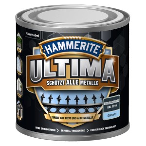 Dose Hammerite Ultima Metall-Schutzlack, glänzend, Anthrazitgrau. Rostschutz, Grundierung und Lack in einem.
