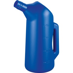 Blaue LUX Messkanne mit Skala bis 1000 ml für Schmierstoffe.
