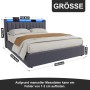 okwish Polsterbett mit Bettkasten LED-Licht Jugendzimmer 160x200cm Grau_4