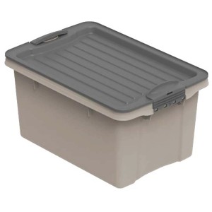 Rotho Stapelbox Compact A5, 4,5 l, Cappuccino, mit grauem Deckel. Aufbewahrungsbox aus Kunststoff, stapelbar.