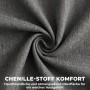 Grauer Chenille-Stoff, weich gefaltet, betont die atmungsaktive, hautfreundliche Oberfläche des Bürostuhls.