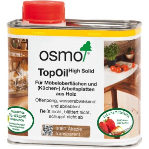 Osmo TopOil Pflege Akazie 500ml für Holz-Arbeitsplatten und Möbel, farblos.