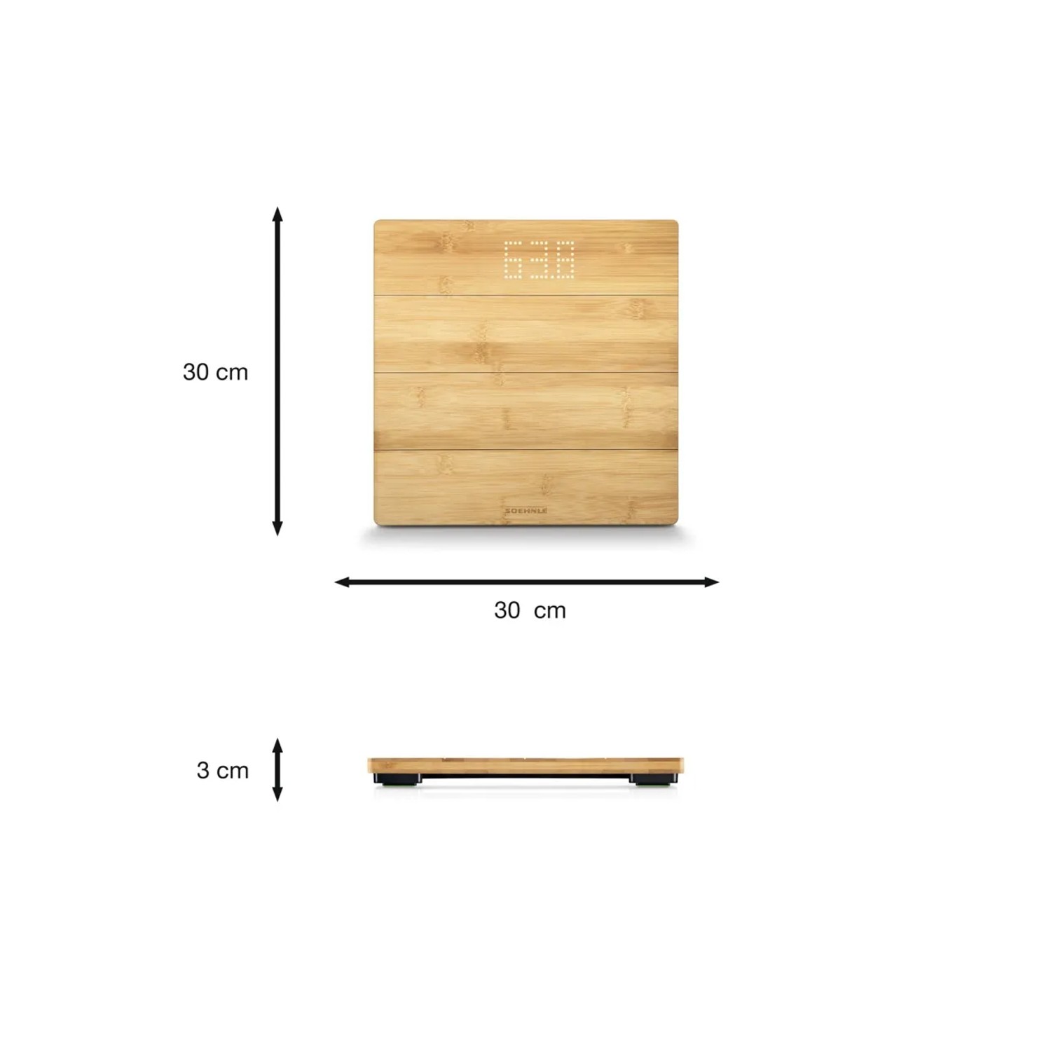 Leifheit Personenwaage Digital Style Sense Bamboo Magic aus Holz, 30x30cm, mit LED-Anzeige.