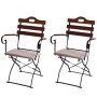 2er Set Biergartenstühle J40 in Braun/Beige mit Polster und klappbarem Stahlgestell.