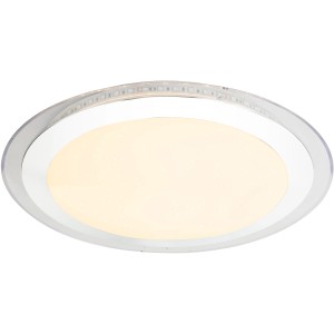 LED-Deckenleuchte Nicole II mit Sternenhimmeleffekt, Chrom und Weiß.