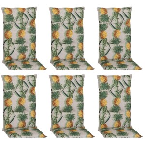 6er-Set Beo Hochlehner-Sitzauflagen Treffelstein mit Ananas-Motiv für Gartenstühle.