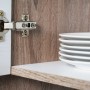 Detailaufnahme: Respekta Küchenzeile KB150EYWC, Eiche York Dekor, Teller im Schrank.