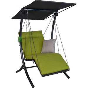 Angerer Hollywoodschaukel Swing Smart Lime, 1-Sitzer mit grünem Kissen und Sonnendach.