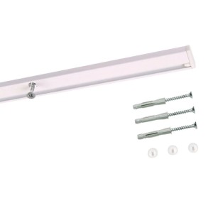 Weiße Deco-Raum 1-Lauf Gardinenschiene aus Aluminium für Deckenmontage, inklusive Schrauben und Dübeln.