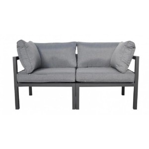 Jet-Line Gartensofa Rhodos Anthrazit 2 Teilig mit Kissen Outdoor Sofa Gartenmöbel