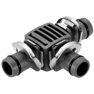 Gardena T-Stück für Micro-Drip-System zur Bewässerung von Pflanztöpfen.