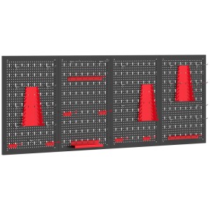 HOMCOM Storage Bins Parts Rack Stahl 60L x 40B x 2H cm Schwarz+Rot