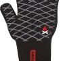 Schwarzer Jamestown Grillhandschuh mit Rautenmuster und Logo, hitzebeständig bis 250°C.