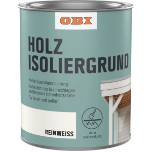 Dose OBI Holz-Isoliergrund Reinweiß 375ml für Innen & Außen. Spezialgrundierung gegen verfärbende Holzinhaltsstoffe.