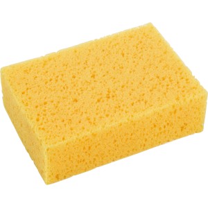 Gelber LUX Fliesenschwamm Classic aus Pur-Weichschaum, 165x115mm, für Fliesenlegerarbeiten.