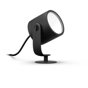 Schwarze Philips Hue Lily XL LED-Gartenleuchte für den Außenbereich.