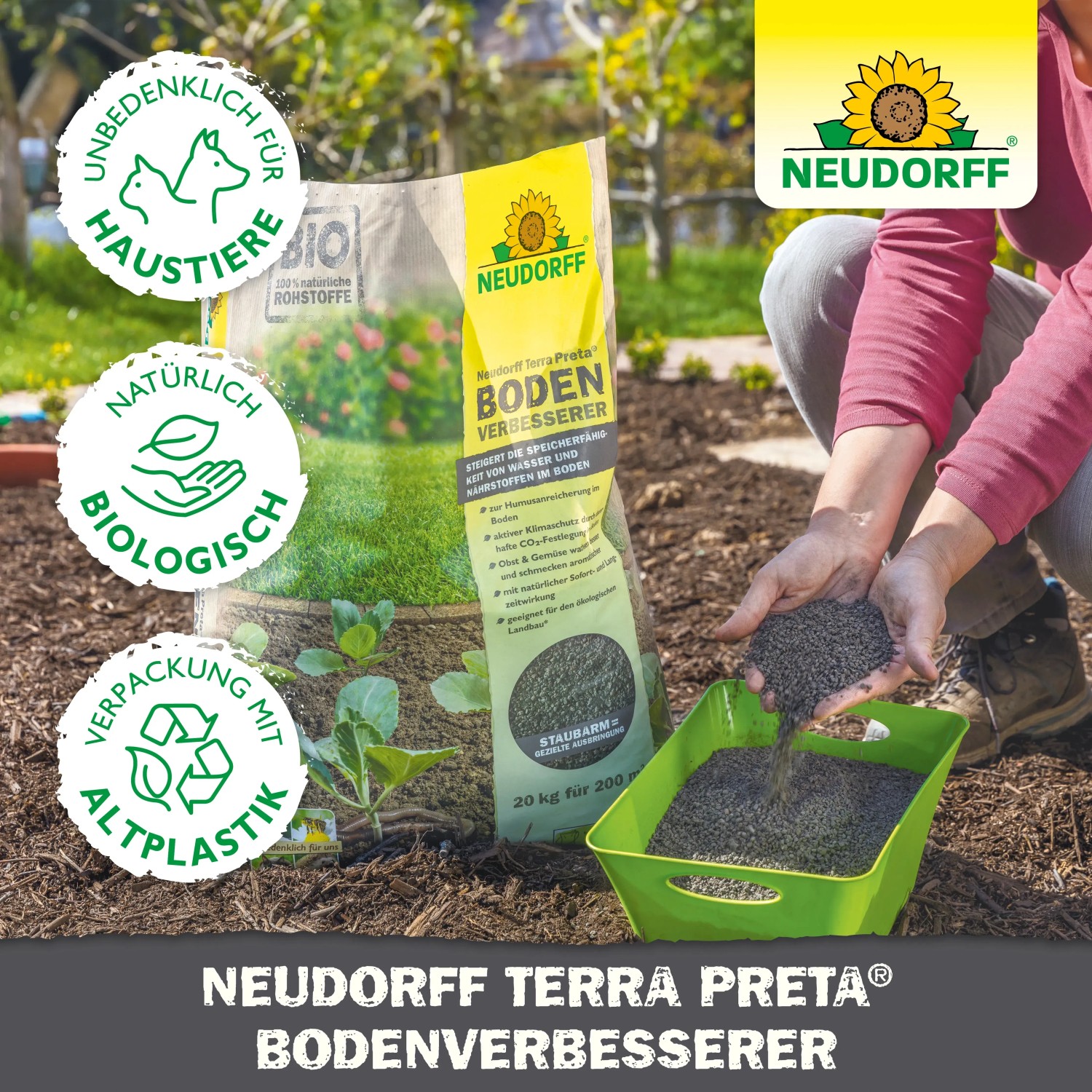 Neudorff Terra Preta Boden-Verbesserer, 10 kg Sack. Bodenaktivator für gesunde Pflanzen.