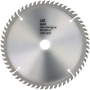 LUX HM-Kreissägeblatt Holz, Ø 180 mm, 60 Zähne für Handkreissägen.