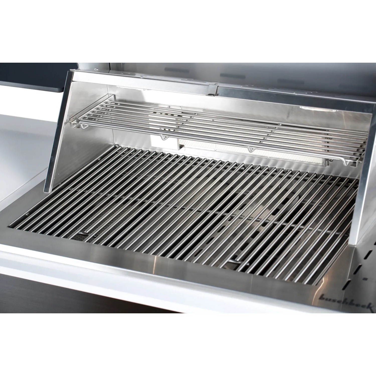 Detailaufnahme des Edelstahl-Grillrosts der Buschbeck Outdoorküche Bradford.
