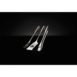 Napoleon Grillbesteck, 3-teilig: Grillzange, Wender und Pinsel aus Edelstahl.