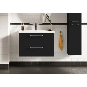 Maximus Bad-Hochschrank CHEESE, 30 cm, in Schwarz. Badezimmerschrank mit Softclose.