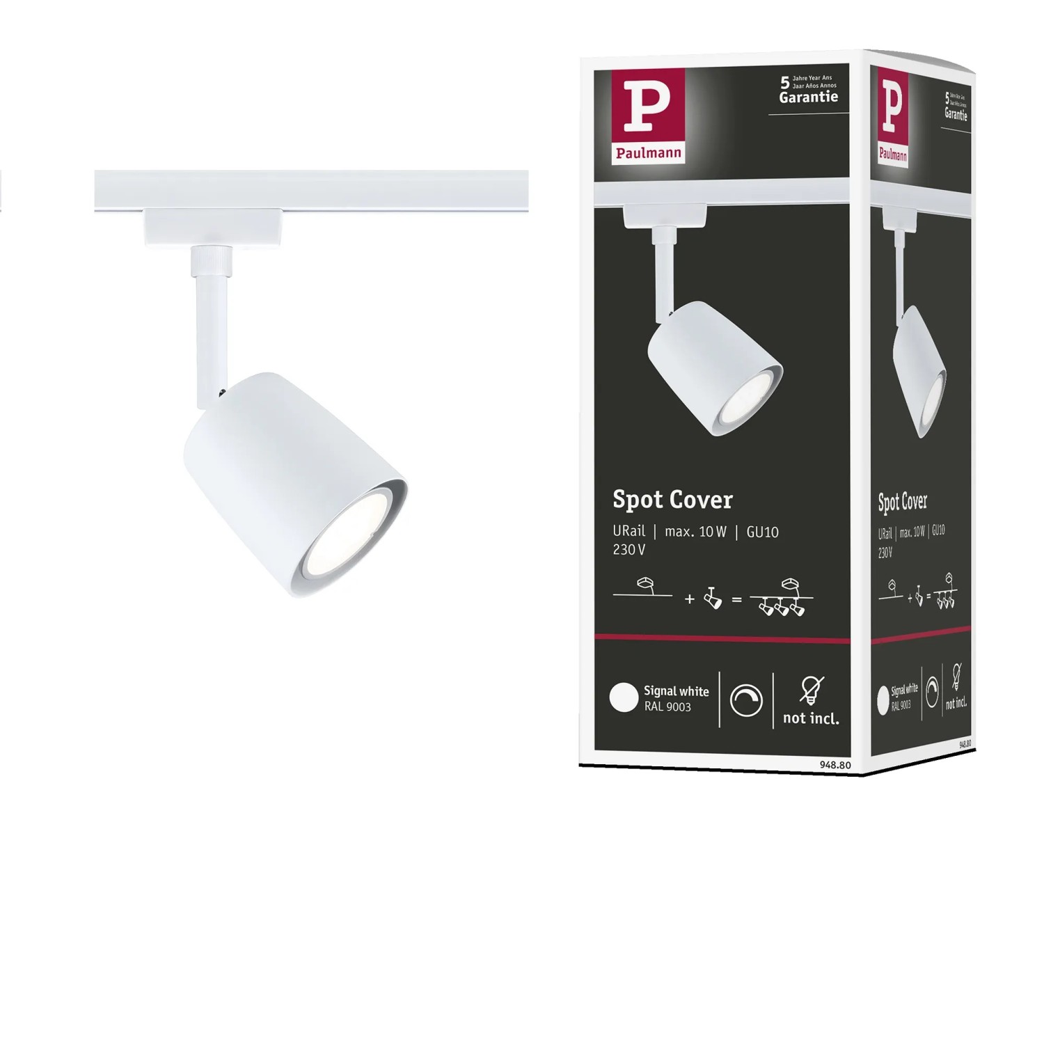Paulmann URail Schienenspot Cover in Signalweiß, Ø 6,5cm, für LED-Schienensysteme.