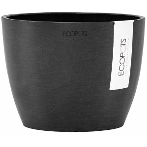 Ecopots Stockholm Blumentopf, dunkelgrau, 16 cm, ideal für Innen- & Außenbereich.