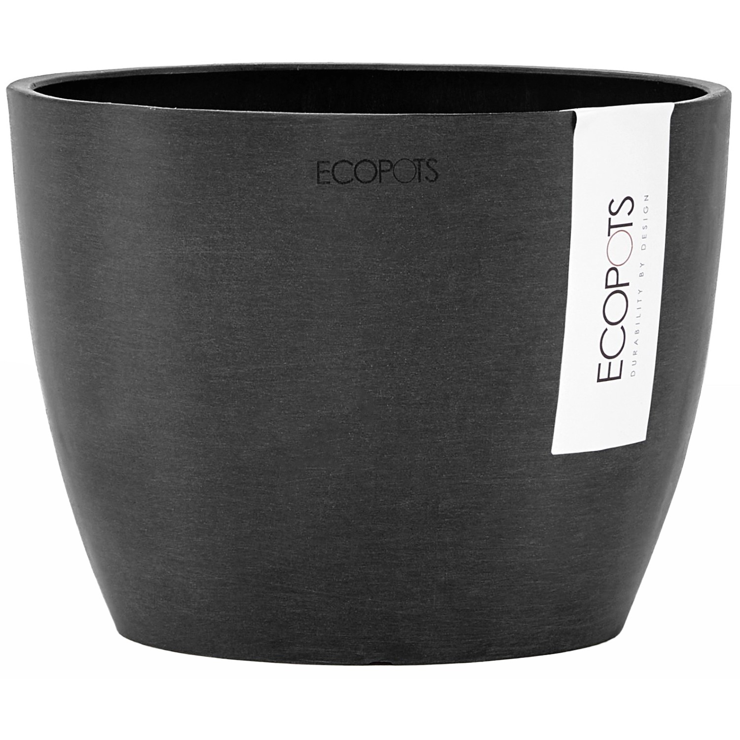 Ecopots Stockholm Blumentopf, dunkelgrau, 16 cm, ideal für Innen- & Außenbereich.