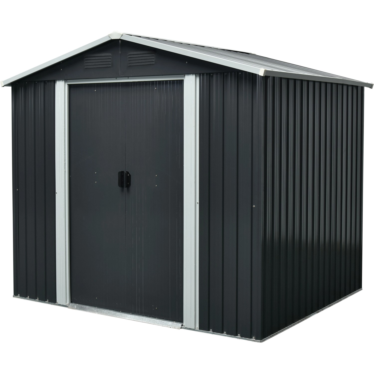 Pergart Metall-Gerätehaus Dresden, grau-creme, 3,66 m², zur Aufbewahrung von Gartengeräten und -möbeln.