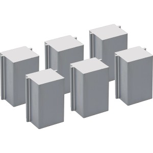 6er Set silberne Abstandshalter (4x2,7x2 cm) für WPC-Zäune, Zubehör für Zaunbau & Sichtschutz.
