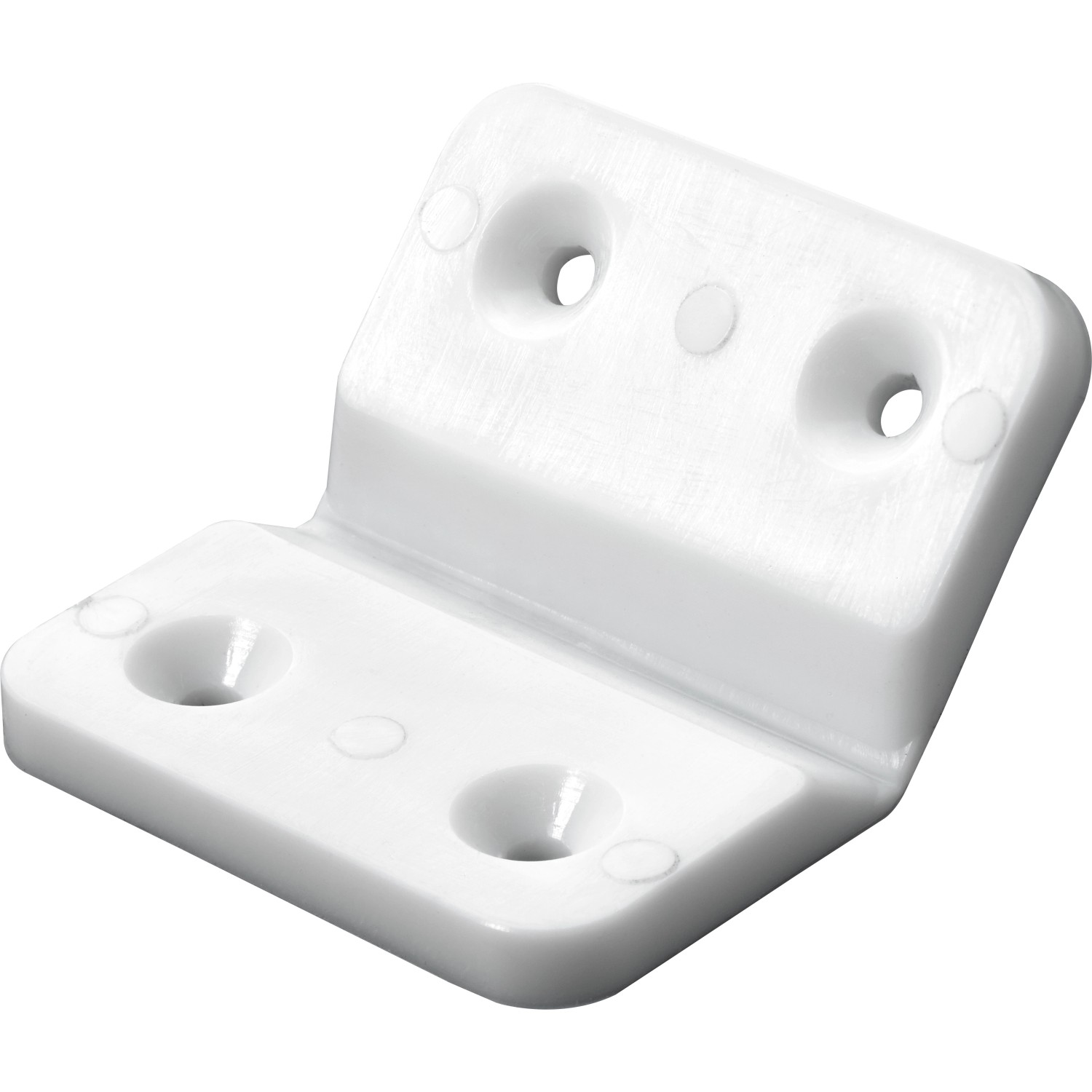 Weißer Hettich Eckverbinder aus Kunststoff, 40x50mm, zur Möbelverbindung.